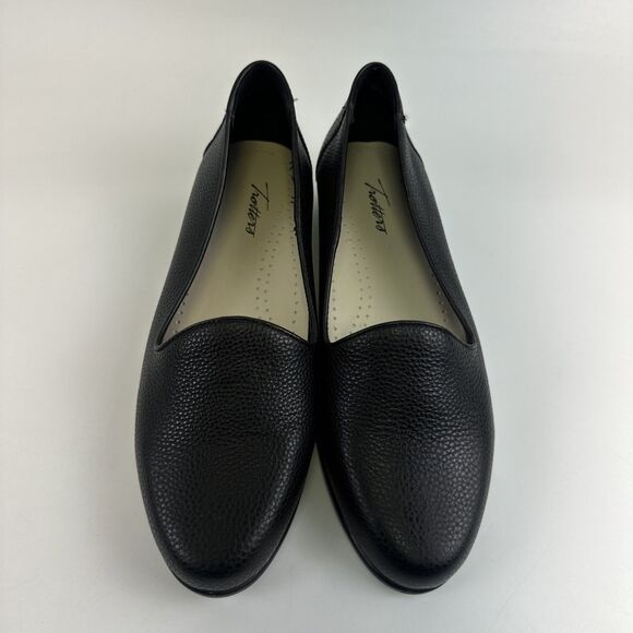 Trotters Liz Loafer Pebbled Black Leather Slip On Flat Comfort Womens 10 Wide - Picture 4 of 13